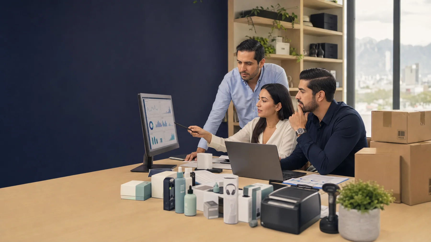 Equipo profesional coordinando una operación de ecommerce y marketplaces